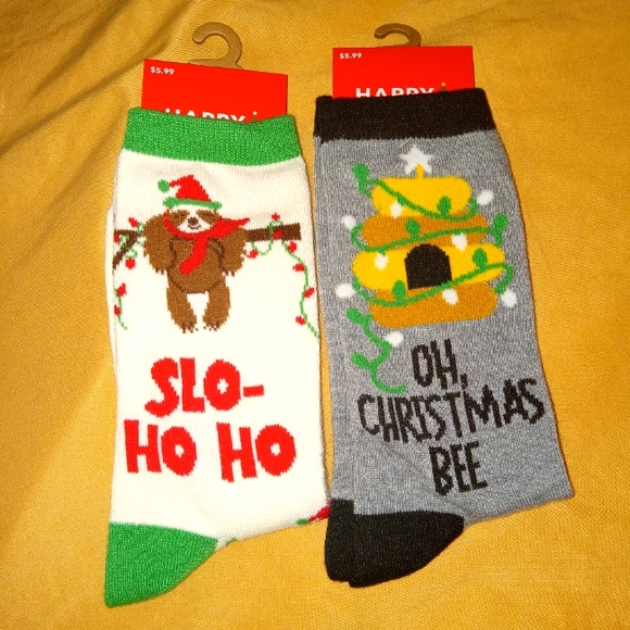 Happy Socks Accessories - ♥️🤍💚 NWT Set of 2 Comical Crew Style Unisex Christmas Socks Holiday Fun Gift